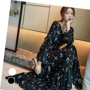 패턴 패션 플라워 외출 여성 나들이 원피스