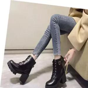 루이벤 통굽워커 통굽부츠 여성 키높이워커 레이스업