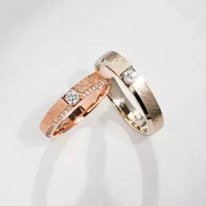1부 다이아 커플링 랩 그로운 러프 무광 웨딩 예물 반지 기념일 선물 14K 18K