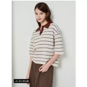[JJ지고트](천안아산점)스트라이프 카라 풀오버 니트 GS5A1POJ41
