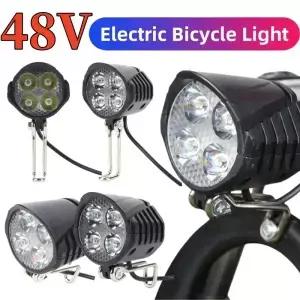 48V 전자 자전거 경적 빛 고전력 전기 스쿠터 LED 헤드 라이트 전면 램프 방수 야외 사이클 액세서리