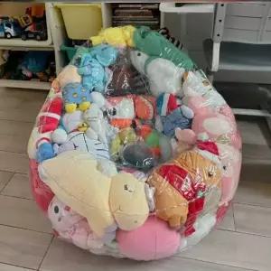 휴대용 투명인형쇼파 공기 의자 보관 빈백소파 쿠션 에어빈백 투명인형소파 거실
