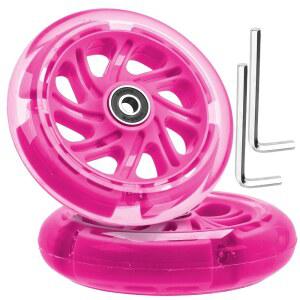 접이식 마이크로 미니 2-3-4 휠 스쿠터 킥보드용 120MM X 28MM 라이트업 킥 앞바퀴 8MM OD 인라인 LED 베어링 스케이트보드 사일런트 플래시 ABEC-9 포함