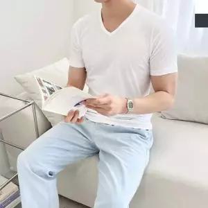 [모로엠] 남성 브이넥 쿨링 면 반팔티 ON-TSH-QWFO5MW8