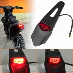 오토바이 리어 펜더 번호판 브래킷 홀더 12V LED 테일라이트 브레이크 램프 포함 엔듀로 오프로드 바이크용