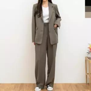 출퇴근 오피스룩 여성 자켓 와이드 슬랙스세트 루즈핏