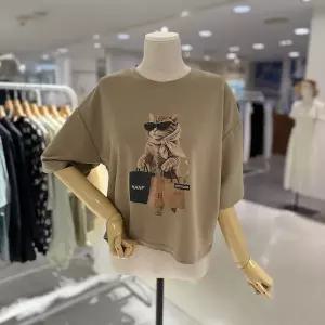[대구백화점] [스테파니]빈티지 고양이 반 크롭 티셔츠(A26TS6252)