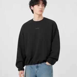 피어오브갓 모던 핏 플리스 크루넥 맨투맨 192SP256540F JET BLACK)
