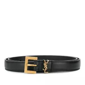 YSL 로고 골드톤 버클 가죽 벨트 554465/BOO0W 1000 NERO