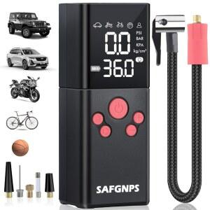 SAFGNPS 타이어 인플레이터 휴대용 공기 압축기 자동차용 150PSI 무선 자동차 타이어용 3배 고속 스마트 펌프 자전거 오토바이 볼 - 디지털 압력 게이지 /LED