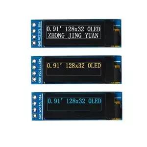 0.91 인치 OLED 모듈 LCD LED SSD1306 디스플레이 아두이노용 IIC 통신 화이트 블루 128x32