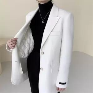 탈부착 슬림핏 누빔 안감 투버튼 핸드메이드 하프 코트 (6321820A)