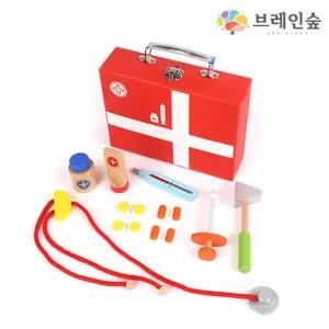선물용 고급스러운 원목 병원놀이 가방세트 유아장난감 완구 감성발달 캠핑놀거리