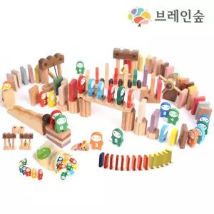 두뇌개발 집중력놀이 도미노 원목블럭 435 유아교구 감각발달 교육완구 공간구성