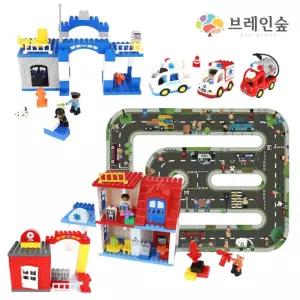 응급구조 도로퍼즐판 동네지킴이 블럭세트 만들기완구 창의력 짓기놀이 두뇌발달
