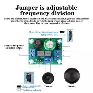 조정 가능한 양방향 크로스 오버 HiFi 스피커 고음 저음 오디오 분배기 필터 DIY 홈 사운드 극장
