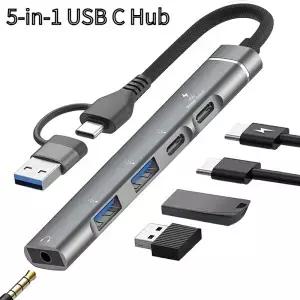 USB+TypeC에서 3.5mm 오디오 어댑터로 변환 허브에서 노트북으로 연결 범용 컴퓨터 도킹 스테이션 스플리터