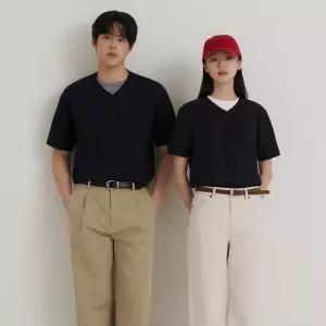 백화점 빈폴 멘 26기본 브이넥 반소매 티셔츠 블랙 BC6242C405