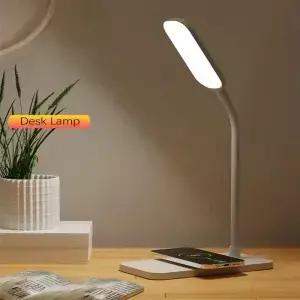 무선 충전기 및 USB 플러그인 포트가 있는 LED 책상 램프 침대 옆 조명 터치 이 가능한 게임 눈 보호 홈