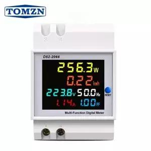 6IN1 딘 레일 AC 모니터 110V 220V 380V 100A 전압 전류 역률 활성 KWH 전기 에너지 주파수 측정기 VOLT