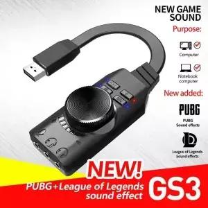 새로운 사운드 오디오 마이크 어댑터 GS3 7.1 채널 USB 카드 Windows용 외부 볼륨 조절 가능