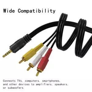 3.5mm 3 RCA 오디오 비디오 케이블 TV 용 금도금 홈 시어터 스피커 서브 우퍼 1.5m 5m 10m