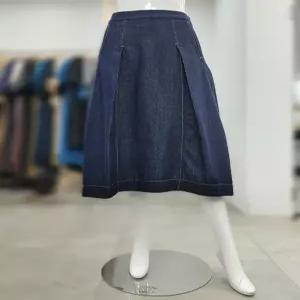 SI 세이브존04 핀턱 볼륨 뒷밴딩 데님 스커트 SMS1123240BLD