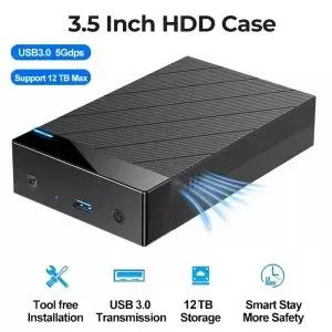 3.5/2.5인치 HDD 케이스 USB 3.0 SATA 외장 하드 드라이브 리더 지원 12TB 인클로저 노트북용 고속 어댑터