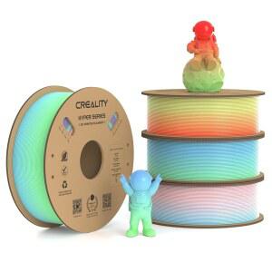 크리알리티 하이퍼 PLA 필라멘트 1.75MM 30-300MM/S 고속 3D 프린터 치수 정확도 + /-0.02MM 대부분의 FDM 장착 1KG 스풀 4팩(2.2파운드) 레인보우