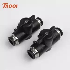 BUC4mm/6mm/8mm/10mm/12mm 검정색 공압 스위치 빠른 삽입 공기 파이프 핸드 밸브 볼 전류 제한