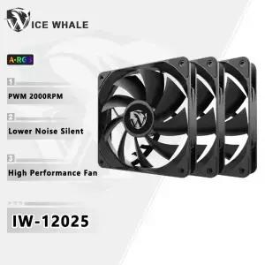 ICE W IW1 120mm 냉각 팬 4Pin PWM 온도 제어 2000 높은 풍량 음소거 C 쿨러 라디에이터 PC 케이스