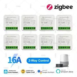 ZigBee 3.0 스마트 미니 DIY 스위치 자동화 모듈 16A 릴레이 지원 2방향 제어 앱 원격 게이트웨이 필요