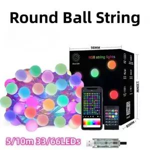 Damcolor WS2812B RGB LED 스트립 스마트 앱 크리스마스 화환 조명 방수 휴일 파티 커튼 룸 스트링 요정