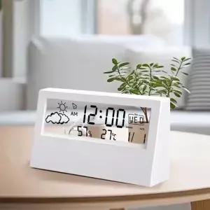 LCD 데스크탑 알람 시계 투명 달력 날씨 및 디지털 온도 습도 표시 가전제품 스마트 라이프