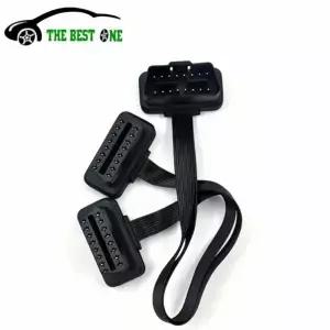 플랫 얇은 16Pin obd 2 익스텐더 16 핀 elm327 남성듀얼 여성 y 분배기 팔꿈치 obdii 확장 커넥터 케이블