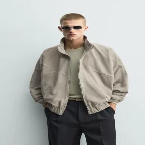 ZARA 릴렉스 핏 스웨이드 레더 재킷 - 토프 그레이 0624/100/832