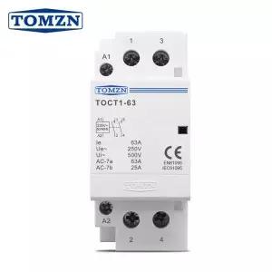 TOMZN TOCT1 2P 40A 63A 220V/230V 400V 50/60Hz Din 레일 가정용 AC 모듈식 접촉기 2NO 1NO1NC