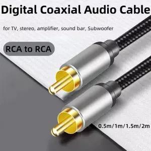 디지털 동축 오디오 케이블 S/PDIF RCA 남성RCA 금도금 및 홈 시어터 HDTV 서브우퍼 용 편조 코드
