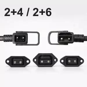 2+6 배터리 커넥터 와이어 전기 자동차 2+4 충전 포트 플러그 소켓 고전류 전자 자전거 전원 코드 어댑터