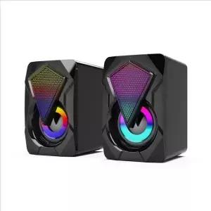 컴퓨터 스피커 조명 데스크탑 노트북 멀티미디어 미니 유선 RGB X2