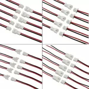 JST 1.25mm PH MX XH 수 암 플러그 와이어 케이블 커넥터 배터리 충전 2 핀 5 쌍 10