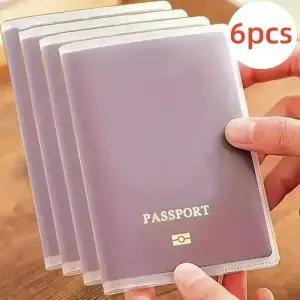 6pcs 여행 방수 먼지 여권 홀더 커버 지갑 투명 PVC ID 카드 소지자 비즈 신용 케이스 파우치