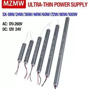 12V 24V LED 초박형 전원 공급 장치 18W 24W 36W 48W 60W 72W 80W 100W AC 220V 드라이버 스트립 어댑터