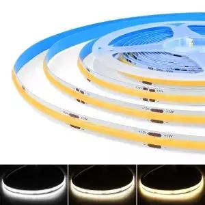5M 10M FOB COB LED 스트립 조명 고밀도 다이오드 테이프 3000K 4000K 6000K 선형 가능 12V 24V