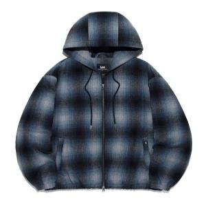 리 울 블렌드 체크 후드 자켓