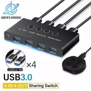 4 In Out KVM USB3.0 스위치 공유 컨트롤러 허브 어댑터 프린터 분배기 스위처 PC 노트북 키보드 마우스