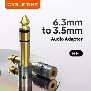 CABLETIME 스피커용 마이크 오디오 플러그 AUX 케이블 6.35mm3.5mm 잭 전기 어댑터