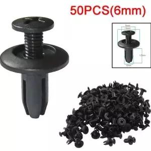 50pcs 6mm 플라스틱 리벳 블랙 패스너 머드 가드 범퍼 푸시 핀 클립 대부분의 자동차 모델 인테리어