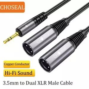 CHOSEAL 3.5mm to 2XLR 남성용 오디오 분배기 Y 케이블 TRS 스테레오 마이크 상호 연결