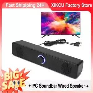 XIKCU 무선 블루투스 및 PC 사운드바 유선 스피커 USB 전원 TV 노트북 홈시어터 서라운드 오디오 시스템용